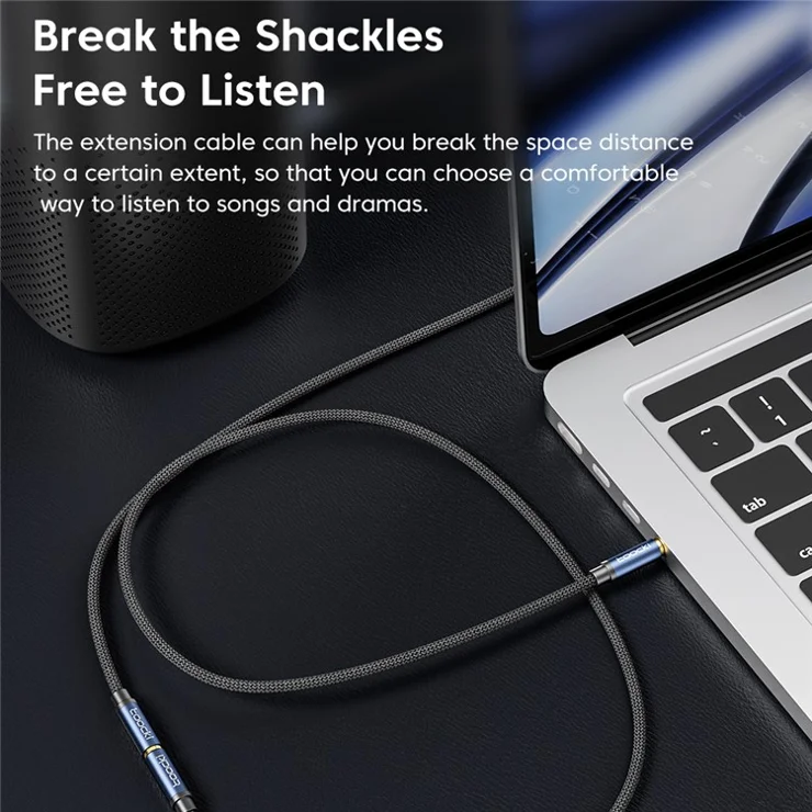 TOOCKI TQ-YP06 1m Headphone Extension Cable 3.5mm Male to Female Aux Adapter HiFi Sound Stereo Extender Cord - Blue