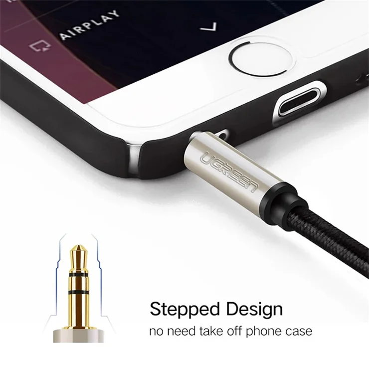 UGREEN 40779 1m Car Audio 3.5mm AUX Cable Male to Male Extension Cord Line for Headphone