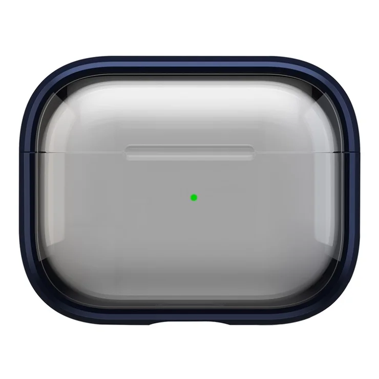 For Apple AirPods 3 Case PC+TPU Bluetooth-compatible Earphone Case Phone Protective Cover with Carabiner - Transparent Deep Blue