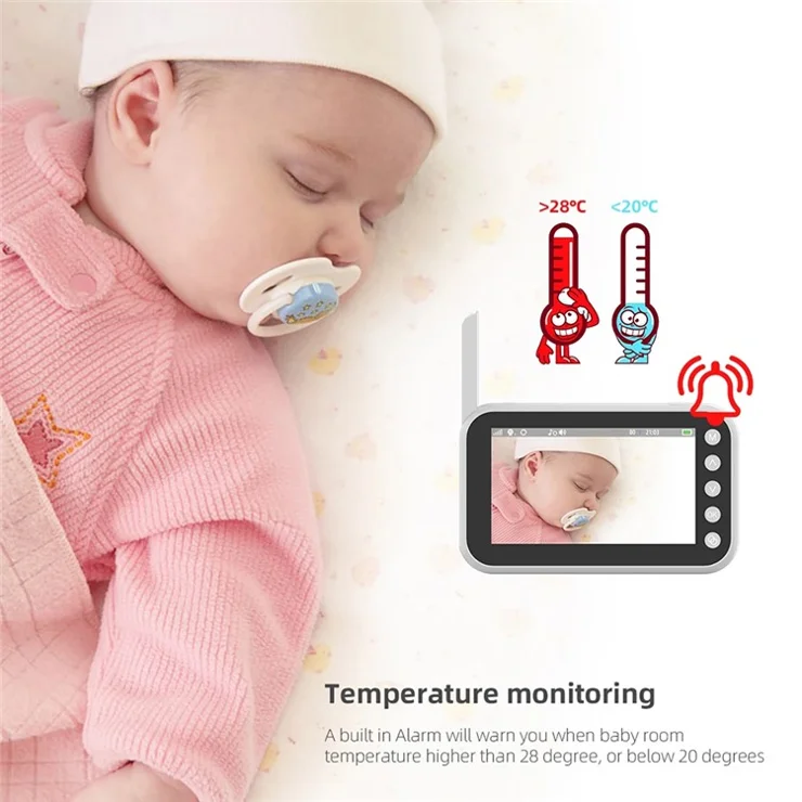 ABM200 4.5-inch Video Baby Monitor Music Player Support Two-Way Voice Temperature Display - US Plug