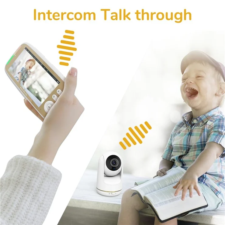 VB803 5-inch Baby Monitor Built-in Lullabies PTZ Rotation HD Baby Security Camera - EU Plug