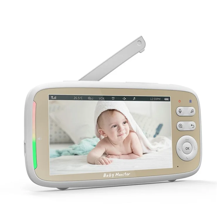 VB803 5-inch Baby Monitor Built-in Lullabies PTZ Rotation HD Baby Security Camera - EU Plug