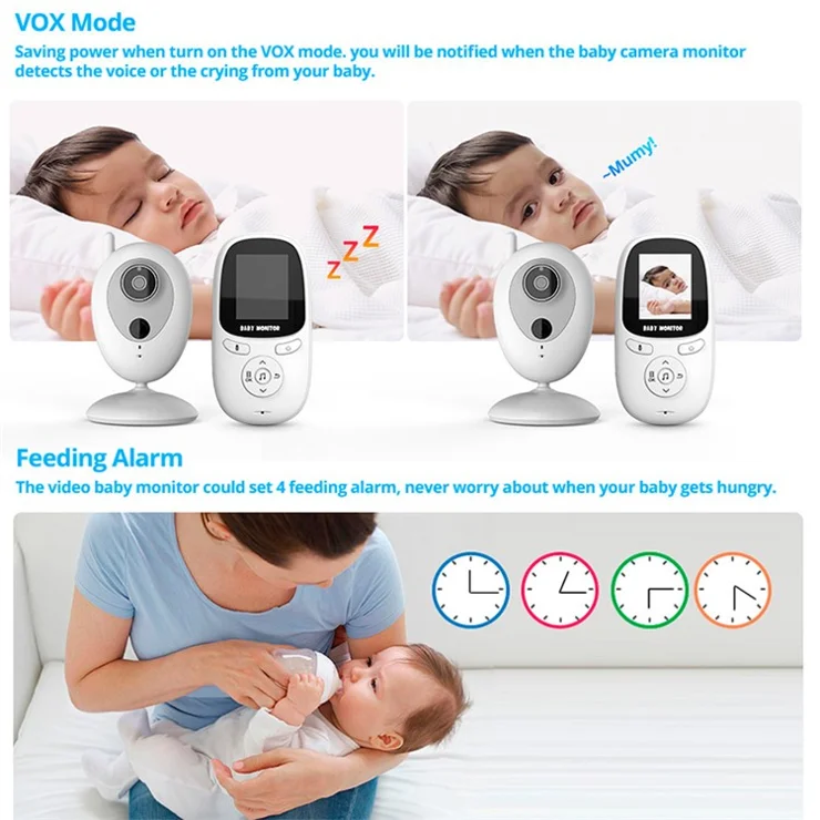 2.0-inch Night Vision Wireless Baby Monitor Room Temperature Monitor Intercom Camera - AU Plug