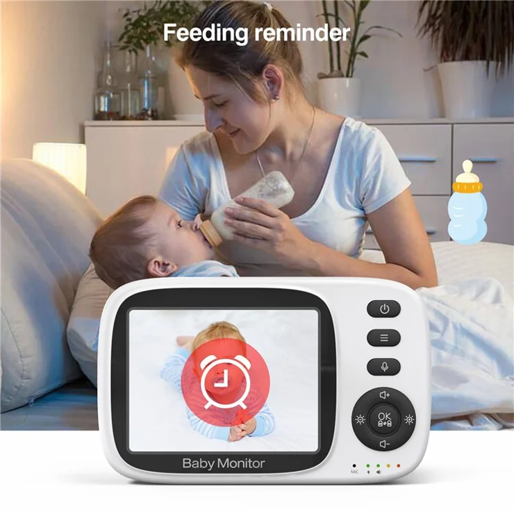 SM632 3.2 Inch Wireless Baby Monitor Temperature Sensor 2X Zoom Baby Camera 2-Way Talk, 8 Lullabies - US Plug