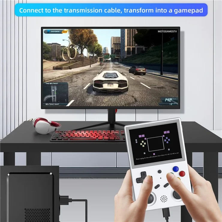 ANBERNIC RG353V Handheld Game Player 3.5" 16G (System Card) + 128GB (Memory Card) for Android / Linux Built-In 10000 Games - White