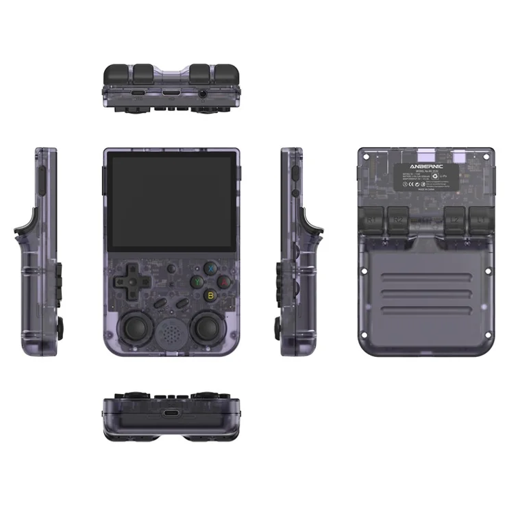 ANBERNIC RG353V 16G (System Card) + 256GB (Memory Card) Handheld Game Console Support Linux+Android 11 Dual OS, 15000+ Games - Transparent Purple