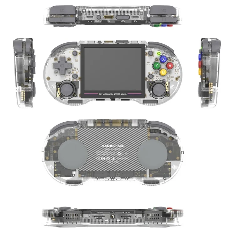 ANBERNIC RG353PS 3.5-Inch IPS Screen Portable Game Console 16GB+64GB (English Version) - Transparent White