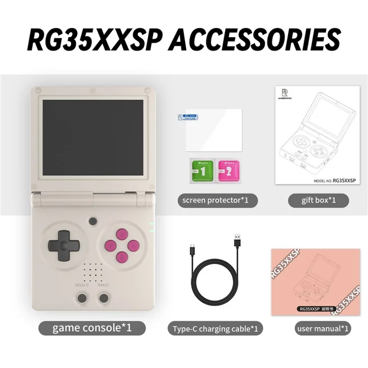 ANBERNIC RG35XXSP Flip Handheld Game Console 64GB 5000+Games Support Streaming (English Version) - Grey