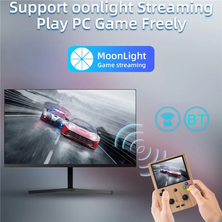 ANBERNIC RG405V 4G+128G Handheld Game Console (English Version) External 256GB with Games - Wood Grain