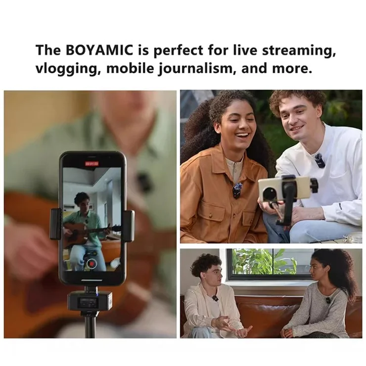 BOYA Live Broadcast Wireless Lavalier Microphone Noise Reduction Mic, 1 Transmitter + 1 Receiver