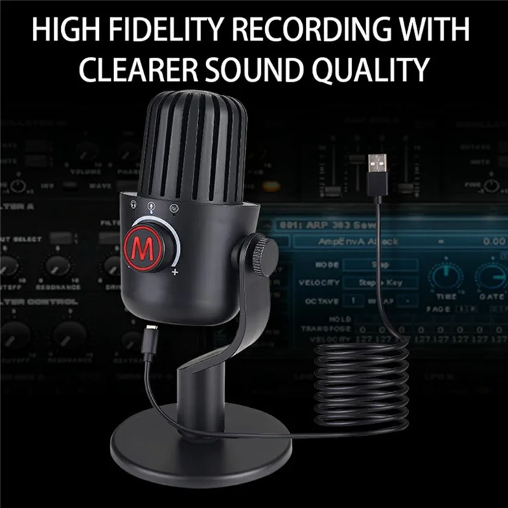 PDO-20 USB Gaming Microphone Noise Cancellation Condenser Mic for Live Streaming, Recording, PC - Pink