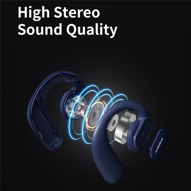 WG-09 ENC Noise Reduction Bluetooth-compatible Headset Ear Hook Wireless Headphone Waterproof Earphone - Pink
