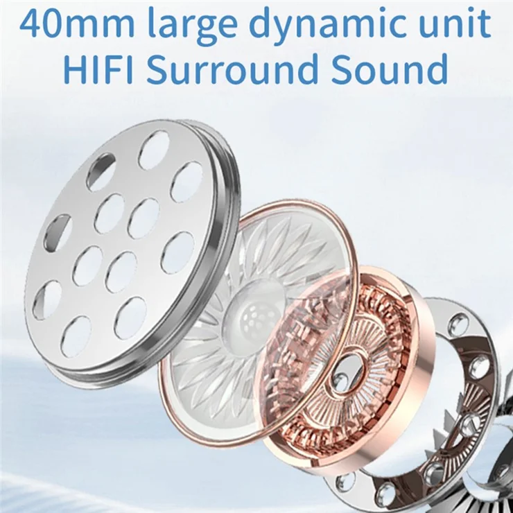 D-913 Bluetooth-compatible 5.3 Headphones 50H Playtime Wireless Foldable Headsets, HiFi Low Delay - Beige