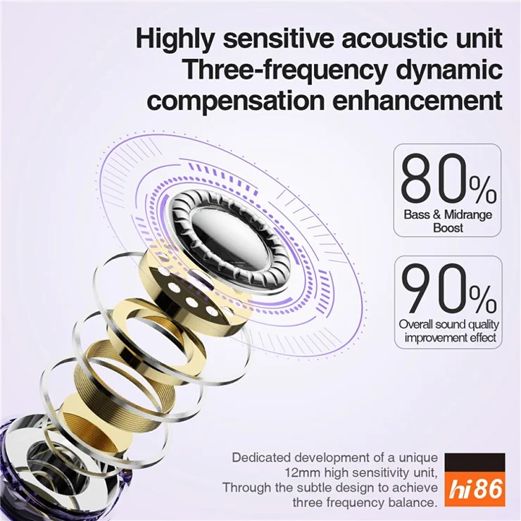 HILEO hi86 ENC Noise Reduction Stereo Wireless Earphones Clip-On Bluetooth-compatible Earbuds - White
