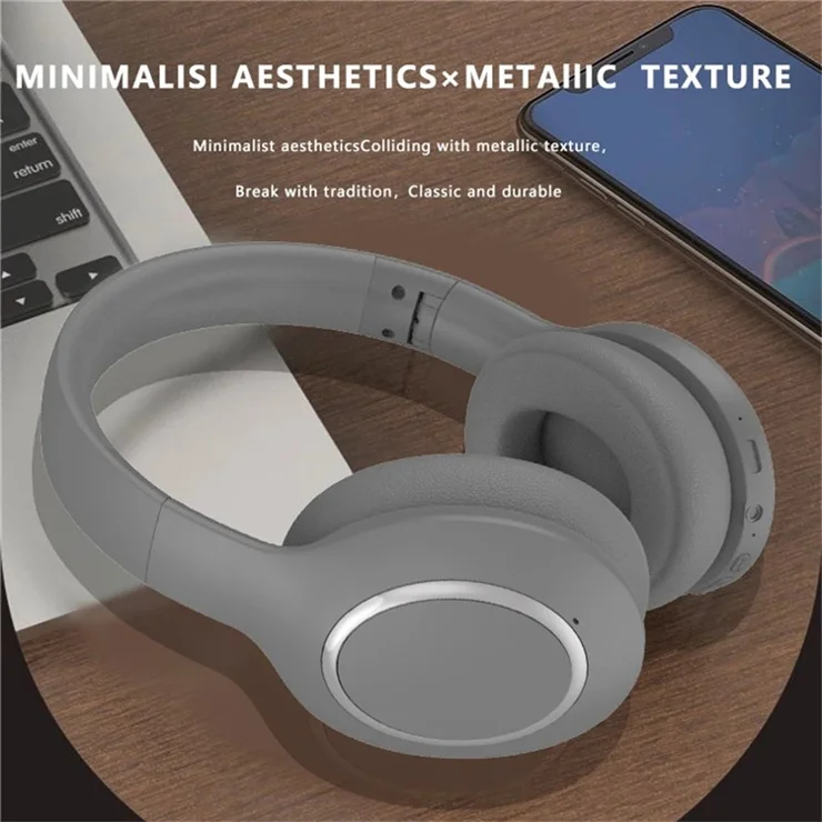 P6066 Over-Ear Active Noise-Cancelling Headset Bluetooth-compatible 5.3 Wireless Headphones Support AUX - Beige