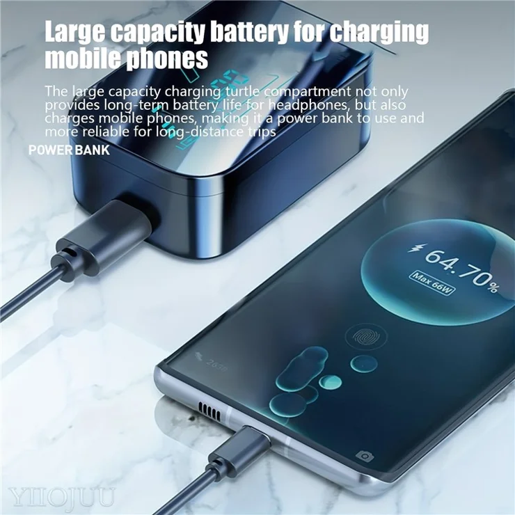 M48 Bluetooth-compatible Earphones Noise Reduction Gaming Wireless Earbuds with Digital Display Sliding Charging Case - White