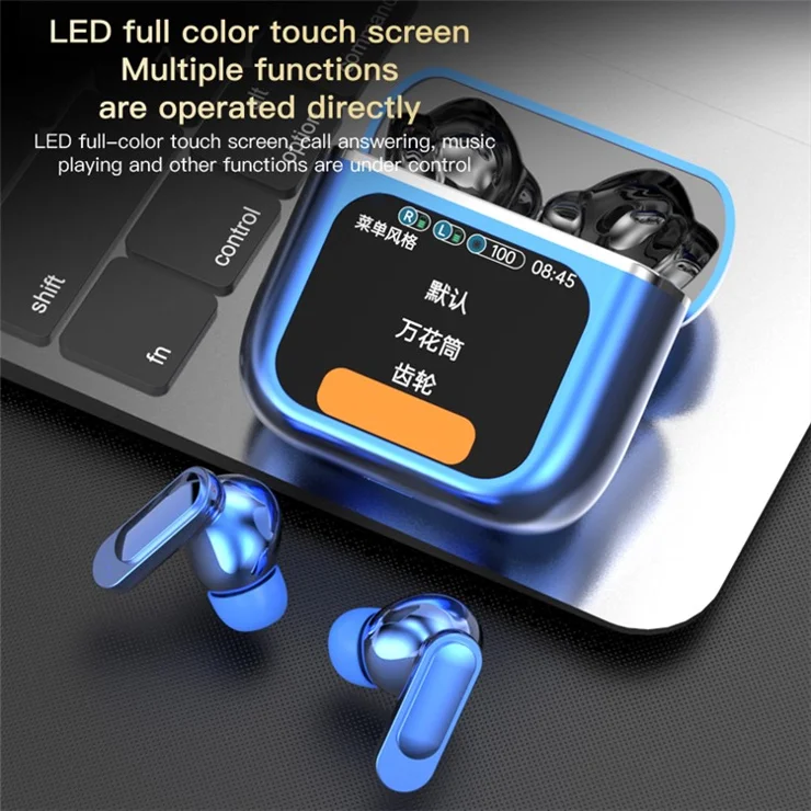 SE-60 Bluetooth-compatible 5.4 Headphones with Smart Touch Screen Housing Noise Cancelling Wireless Earbuds - White