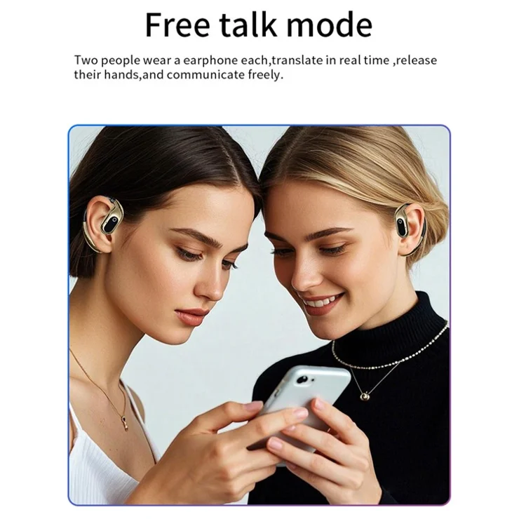 XG99 144 Languages Smart Voice Translation Earphones Bluetooth-compatible OWS Open Ear Headphones - Black