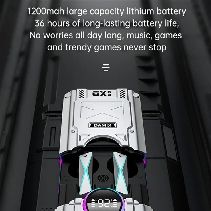 DX-08 Mechanical Mecha Bluetooth-compatible Earbuds 140+ Languages Translation HD Call Wireless Earphones - Black