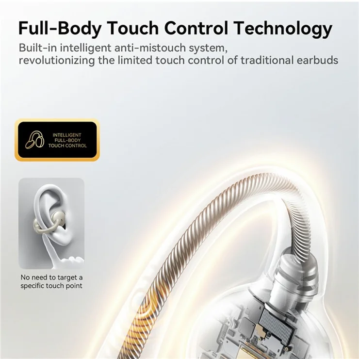JOYROOM JR-OE3 Open-Ear Clip-On Wireless Headphones Bluetooth-Compatible Earbuds with Deep Bass - Silver