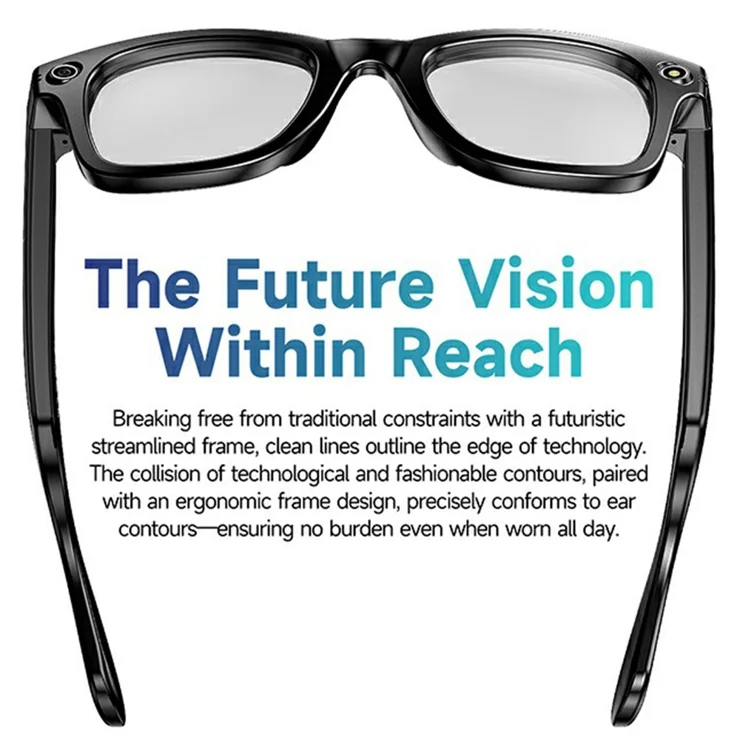 Lunettes de caméra intelligente 8 MP AI, enregistrement vidéo HD 1080p et prise de photos/traduction/assistant de conversation, adaptées pour l'extérieur et l'intérieur, le cyclisme, la randonnée, les