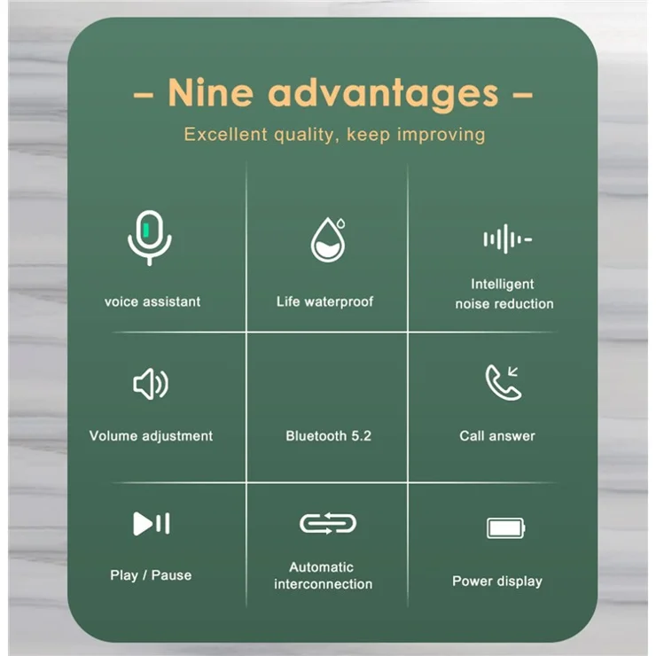 P66 TWS Bluetooth-compatible Wireless Earphones Earbuds Waterproof Sports Stereo Music Calling Headset with Digital Display Charging Case - White