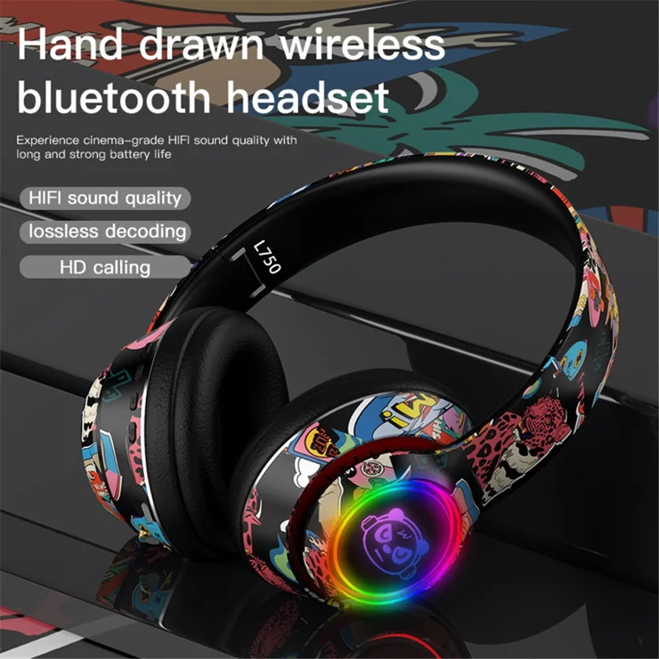 L750 Bluetooth-compatible Headset Cool Graffiti Headphone with