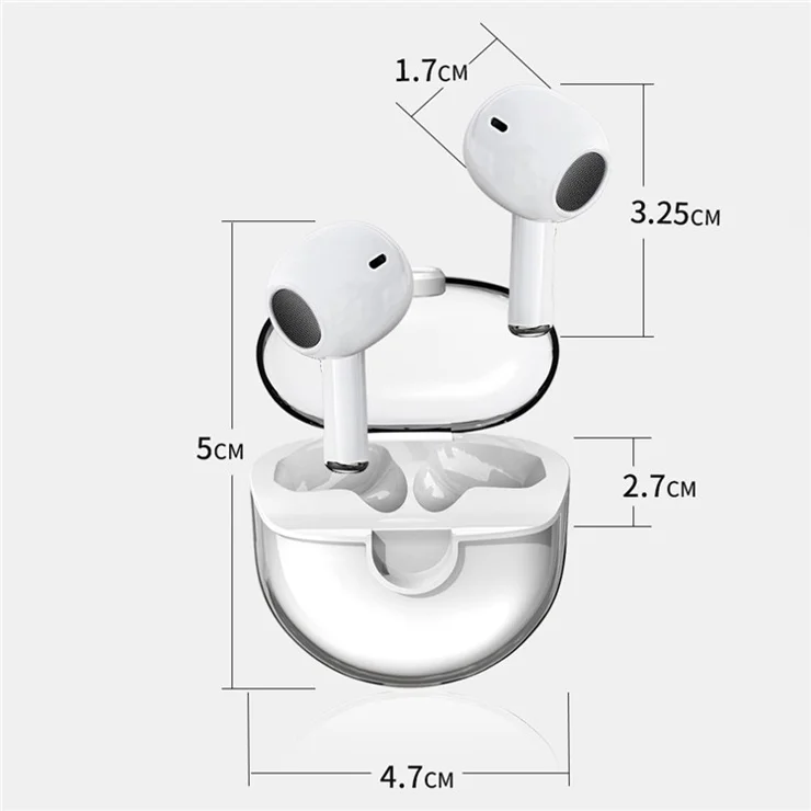 M6 Mini Transparent Bluetooth-compatible Earbuds HiFi Sound Headphones Touch Control TWS Earphones - Black