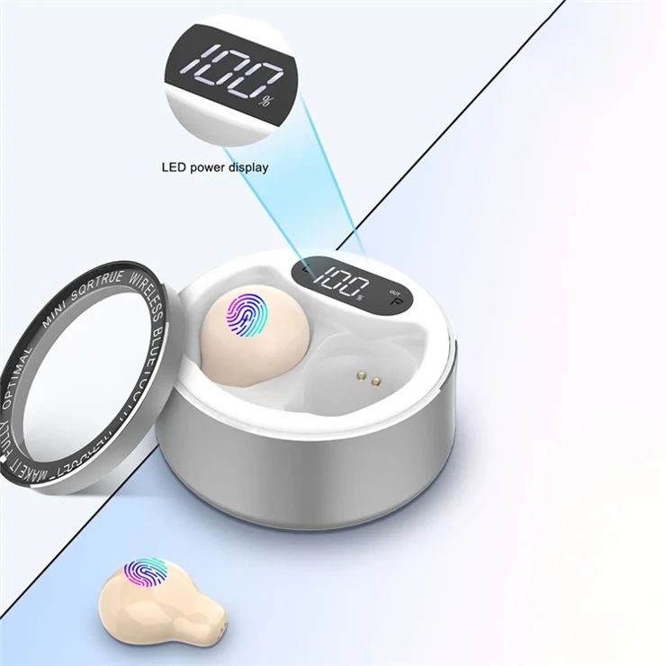 X26S Touch Controlled Earphones TWS Wireless Bluetooth-compatible Headsets Low Delay Earbuds with Digital Display Screen Charging Case - Skin Color