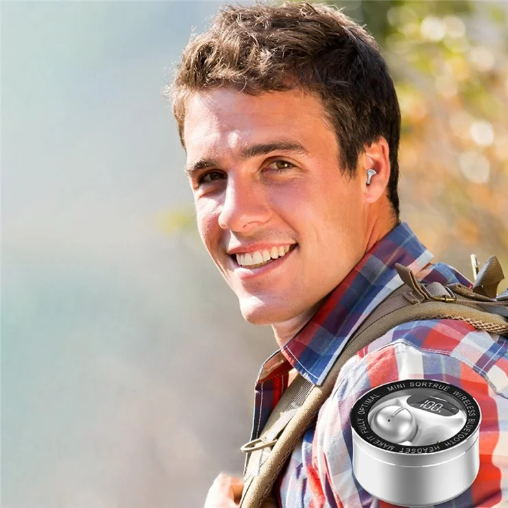 X21T Mini Size TWS Wireless Bluetooth-compatible Headset Low Delay Earphone with Digital Display Screen Charging Case - White