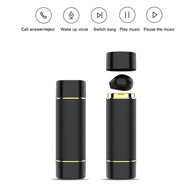 TWS Earphone Bluetooth-compatible 5.1 Wireless Sports Headphone with Lipstick-shaped Charging Case - Pink