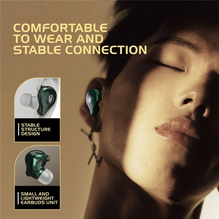 SABBAT E16 Wireless Bluetooth-compatible Headset In-Ear TWS Headset Portable Lightweight Earphones with Charging Case - Green