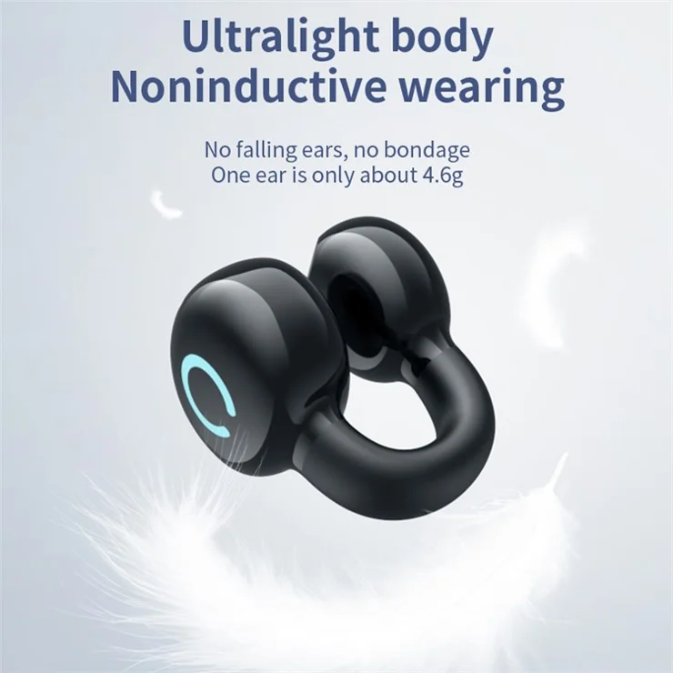 YX09 Clip-On Single Ear Bluetooth-compatible Headset Stereo Business Style Wireless Headphones - White