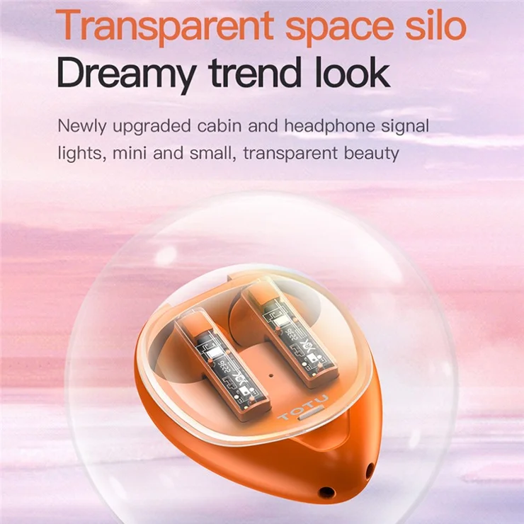 TOTU BE-1-TWS Wireless Earbuds Bluetooth-compatible 5.3 Sport Headphones - Orange