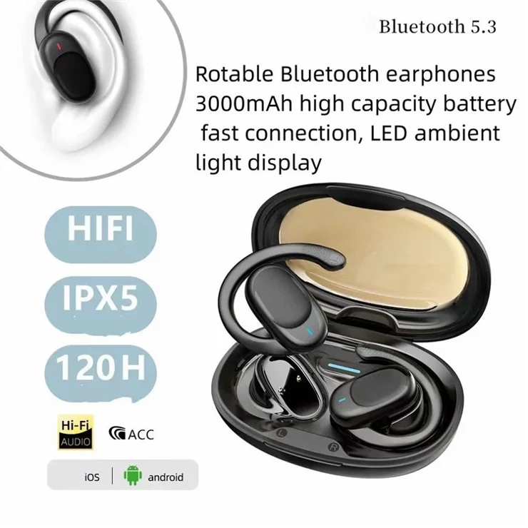 JM05 OWS Air Conduction Bluetooth-compatible Headphones Wireless HiFi Sports Earphones - White
