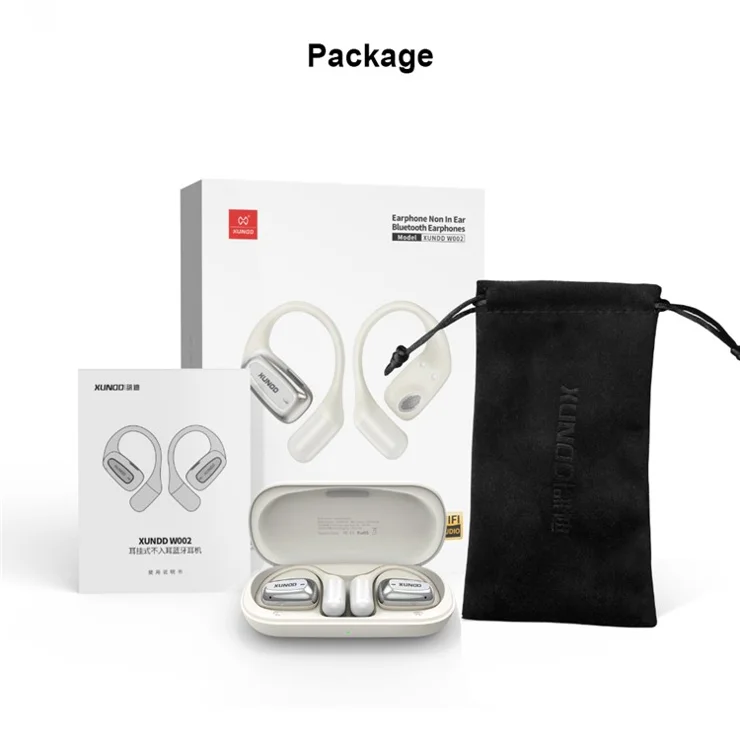 XUNDD W002 ENC Noise Reduction Bluetooth-compatible Earhook Earbuds Open Ear Earphone - Black