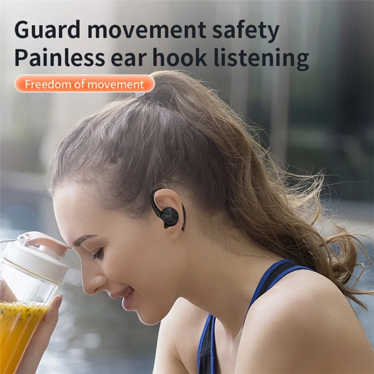 Q36 Wireless Sports Headphone Bluetooth-compatible 5.3 Headset Ear Hook Design Earphone with Charging Case - White