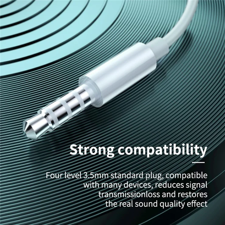 ME537 3.5mm Wired Earphone HiFi Sound Wire Control Phone Laptop PC Music Gaming Headset - Black