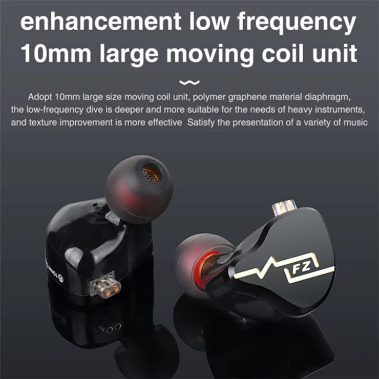 FZ Liberty Z1 In-Ear 10mm Dynamic Unit HiFi Earbud Wired Earphones, with Mic - Black