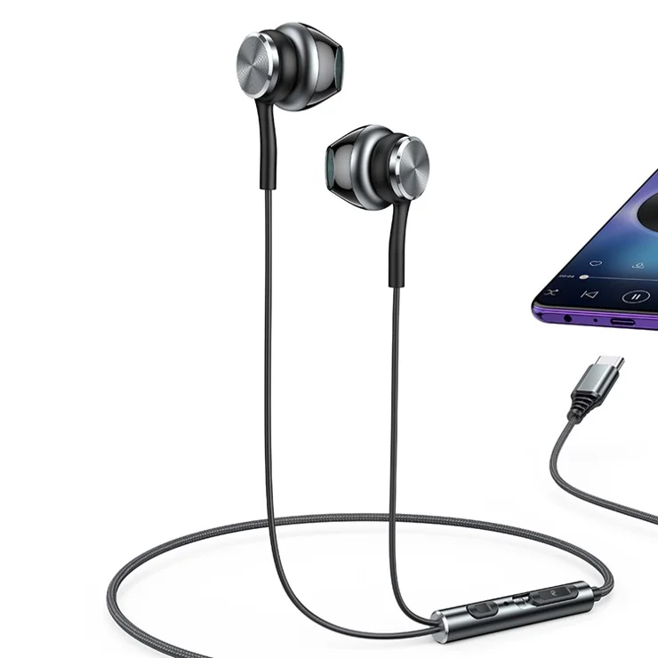YESIDO YH41 Type-C Wired Semi-in-ear Earphone Wire Control Stereo Music Phone Headset