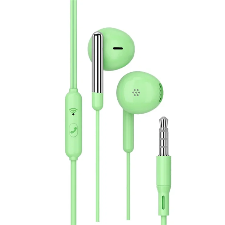 TIANSTON 3.5mm AUX In-Ear Wired Earphone Headphone with Microphone - Green