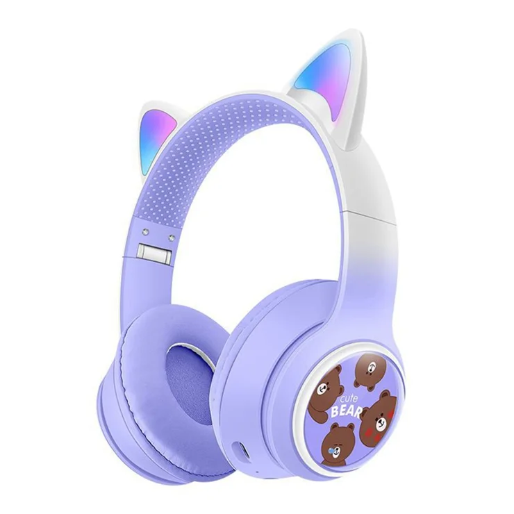 AKZ AKZ-02D Glowing Cat Ear Headphone Bluetooth-Compatible