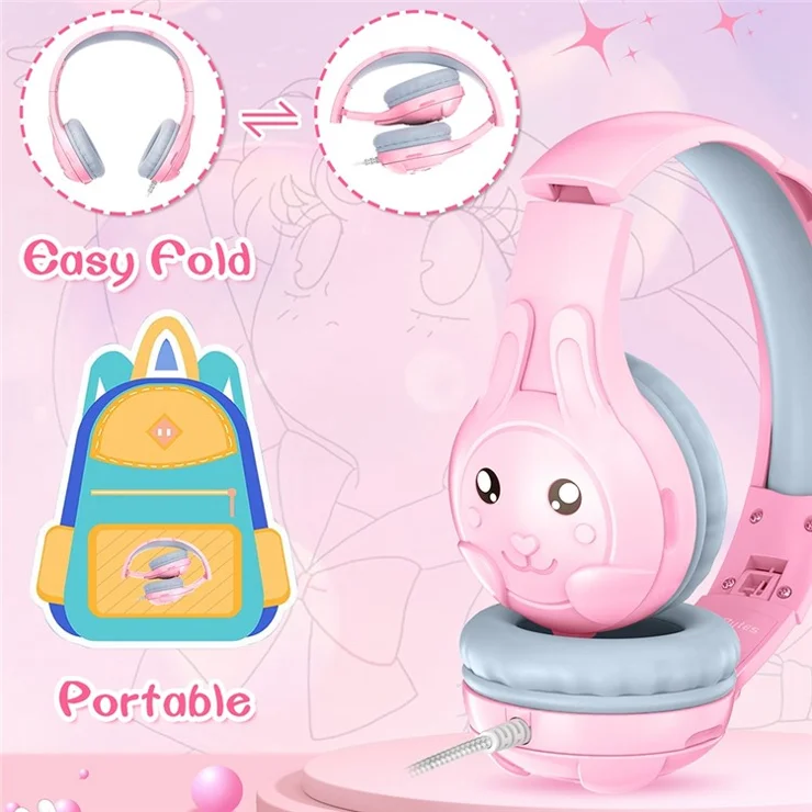 SOULBYTES S31 3.5mm Wired Kids Headphone 85 / 94db Volume Limit Children Music Headset with DIY Decorative Covers - Pink