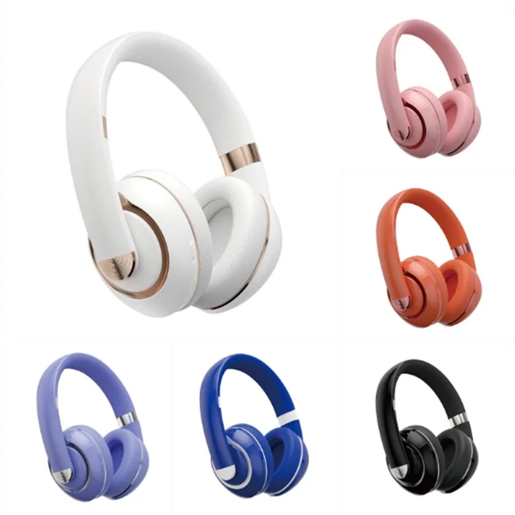 KE22 Wireless Bluetooth-compatible Headphone HiFi Stereo Sound Headset Foldable Headband Brass Earphone with Built-in Microphone - Pink