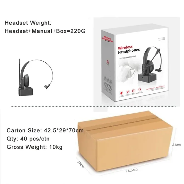 OY631 Bluetooth-compatible 5.3 Headset Customer Service Headphone with Mic Noise-Cancelling Wireless Headset for Truck Driver