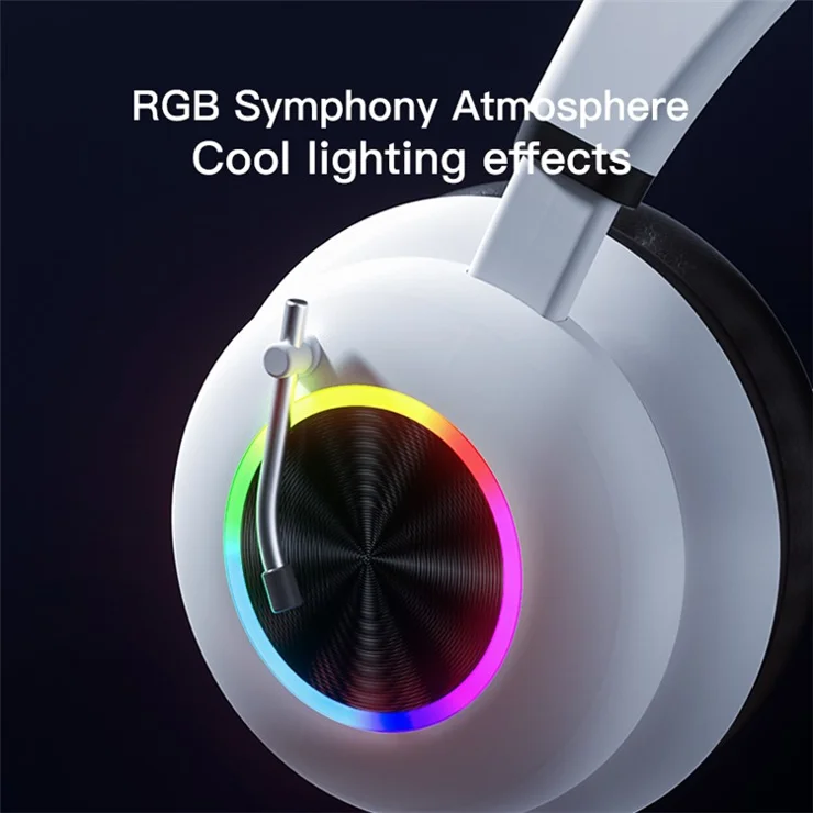 KE-29 Over-ear Wireless Bluetooth-compatible Headset RGB Light Gaming Music Headphone with Microphone - Blue
