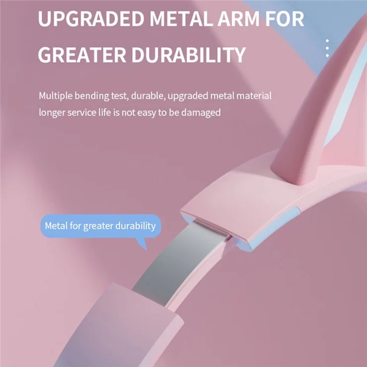 BT612 Headphones with Cat Ears Gradient Bluetooth-compatible Gaming Headset with RGB Light - Pink