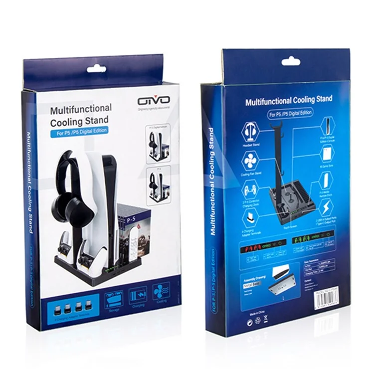 OIVO IV-P5246 For Sony PS5 Console Charge Stand Cooler Base ABS Headset Rack - White