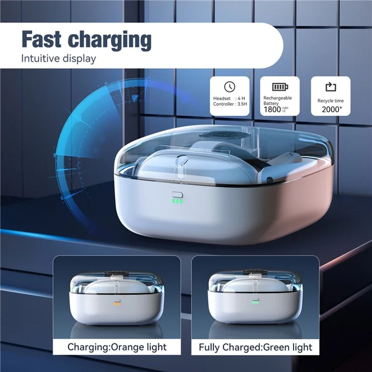 JYS JYS-MQ002 Charging Dock for Meta Quest 3 RGB Light Storage Case with 2 Batteries