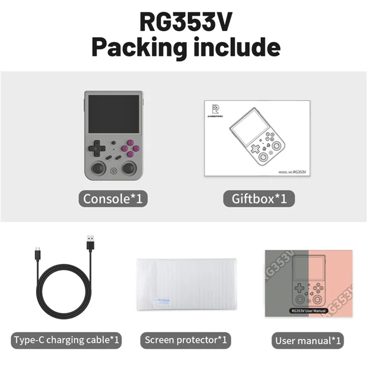 ANBERNIC RG353VS 3.5-inch Screen 32G Portable Handheld Game Console, No Games - Grey